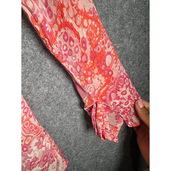 VTG TGM Top Women 18/20 Pink Semi Sheer Paisley Print Whimsical Fairy Boho Y2K - Picture 3 of 9